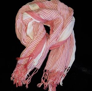 White & Pink lightweight Scarf 100% Rayon.